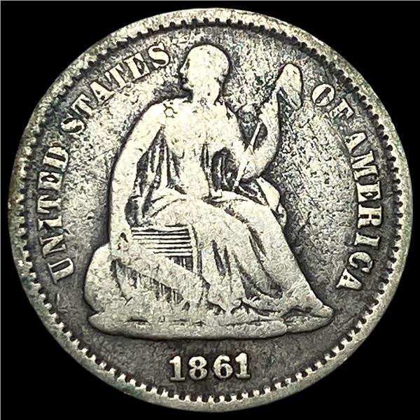 1861 Silver Seated Liberty Half Dime LIGHTLY CIRCULATED
