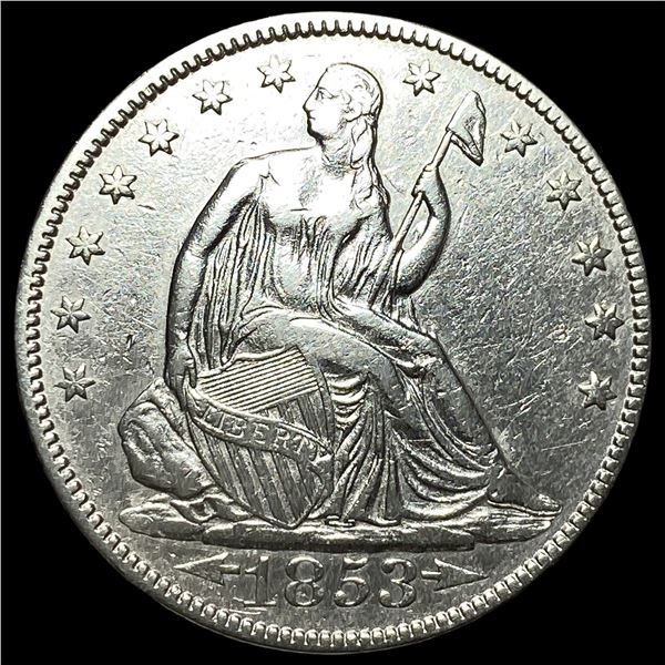 1853 Arrows/Rays Seated Liberty Half Dollar CHOICE AU