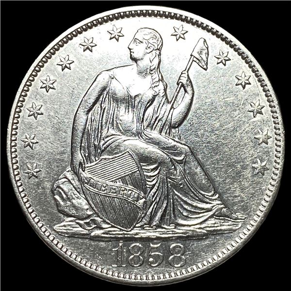 1858-O Silver Seated Liberty Half Dollar CHOICE AU