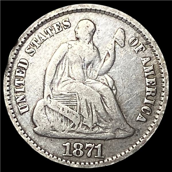 1871 Silver Seated Liberty Half Dime LIGHTLY CIRCULATED