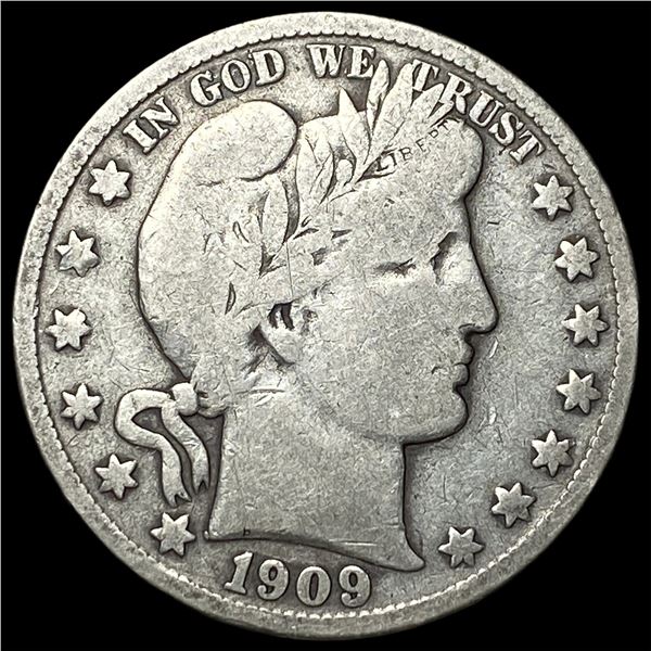 1909-S Silver Barber Half Dollar LIGHTLY CIRCULATED