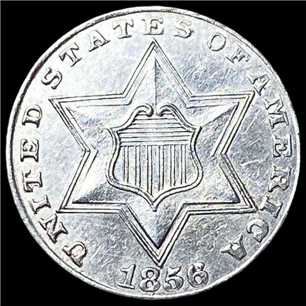 1856 Silver Three-Cent Piece CHOICE BU