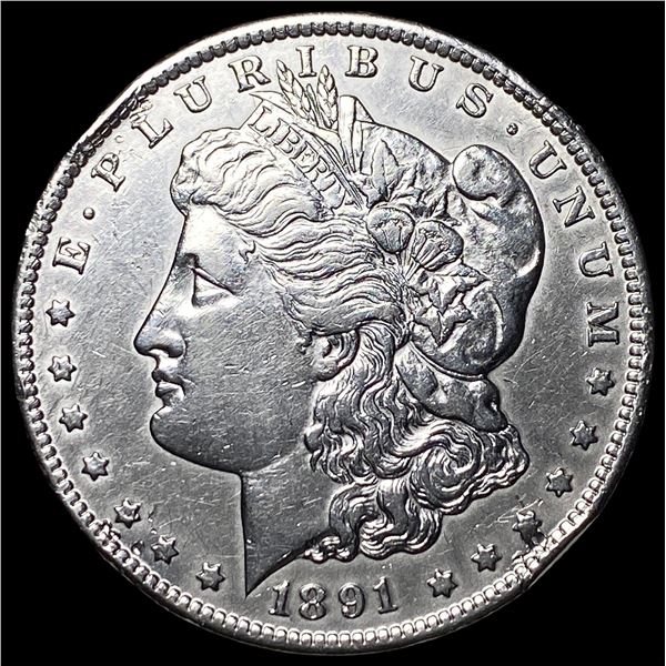 1891-CC spitting eagle Silver Morgan Dollar CHOICE AU