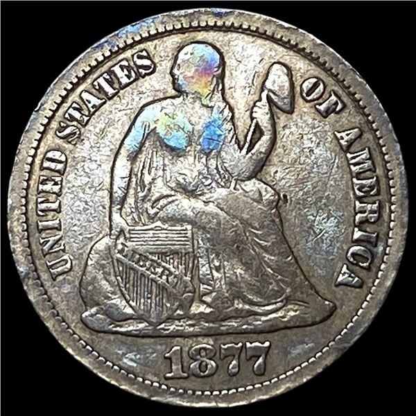 1877-CC Silver Seated Liberty Dime NEARLY UNCIRCULATED