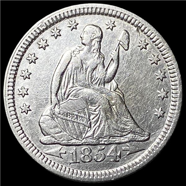 1854 Arrows Seated Liberty Quarter CHOICE AU