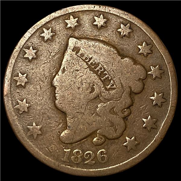 1826 Coronet Head Large Cent LIGHTLY CIRCULATED