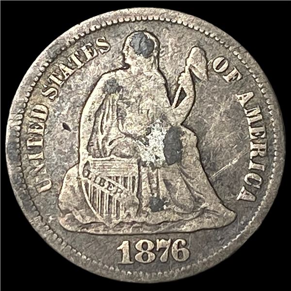 1876-CC Silver Seated Liberty Dime NICELY CIRCULATED