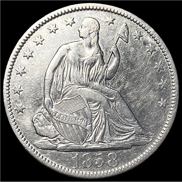 1858-O Silver Seated Liberty Half Dollar CLOSELY UNCIRCULATED