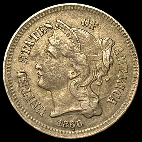 1866 Nickel Three-Cent Piece NEARLY UNCIRCULATED
