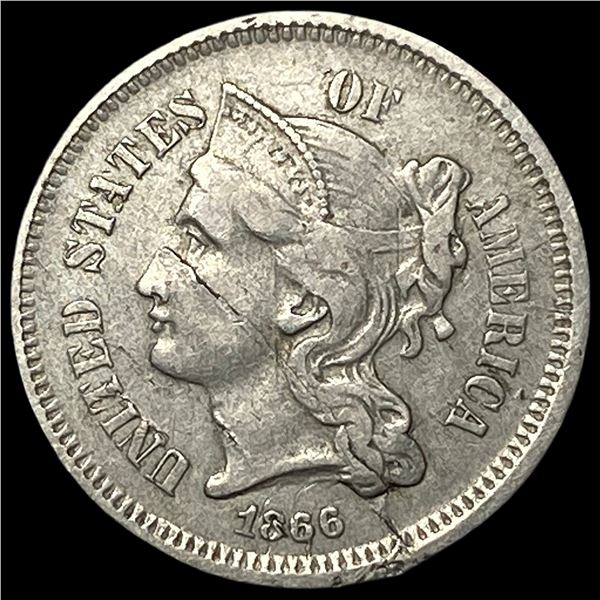 1866 Nickel Three-Cent Piece LIGHTLY CIRCULATED
