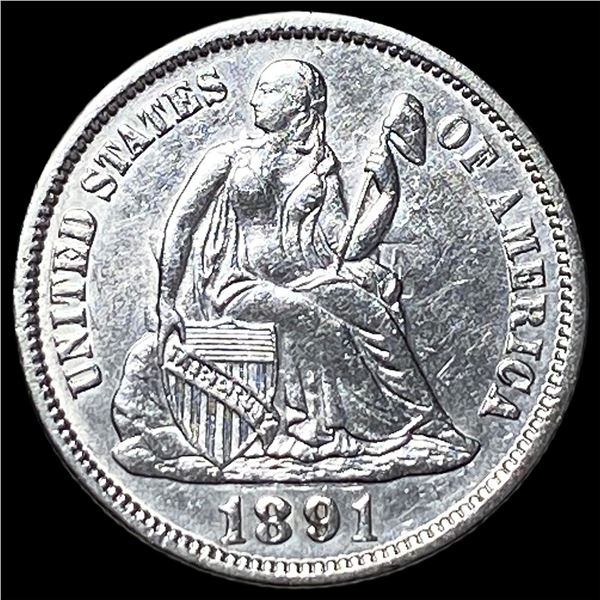 1891 Silver Seated Liberty Dime UNCIRCULATED