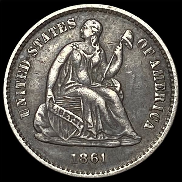 1861 Silver Half Dime CHOICE AU