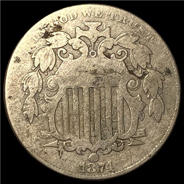 1874 Shield Nickel LIGHTLY CIRCULATED
