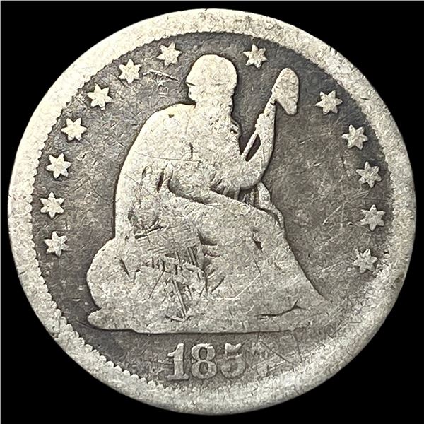 1857 Silver Seated Liberty Quarter NICELY CIRCULATED