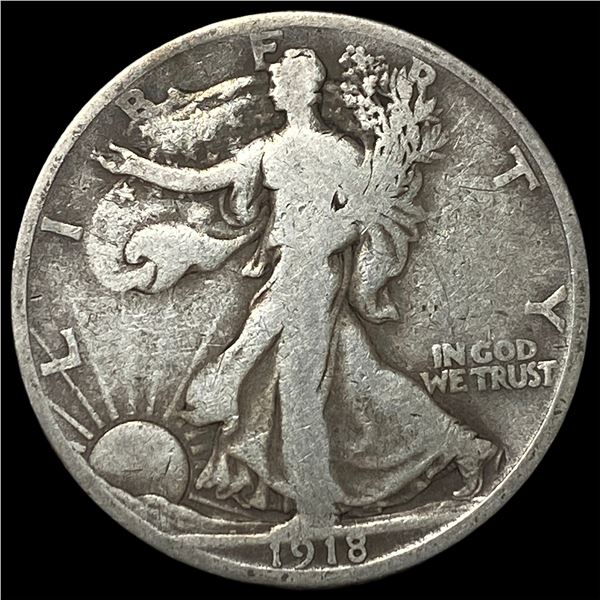 1918-D Silver Walking Liberty Half Dollar NICELY CIRCULATED
