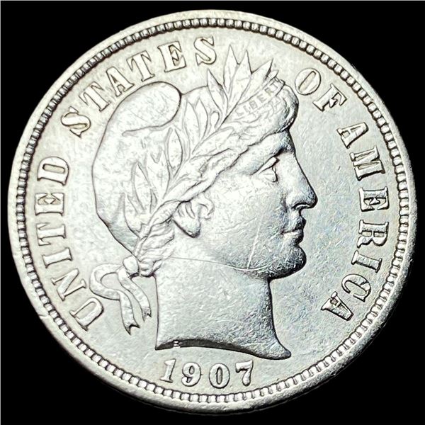 1907 Silver Barber Dime CHOICE AU