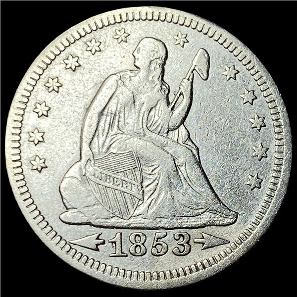 1853 Arrows/Rays Seated Liberty Quarter  NEARLY UNCIRCULATED