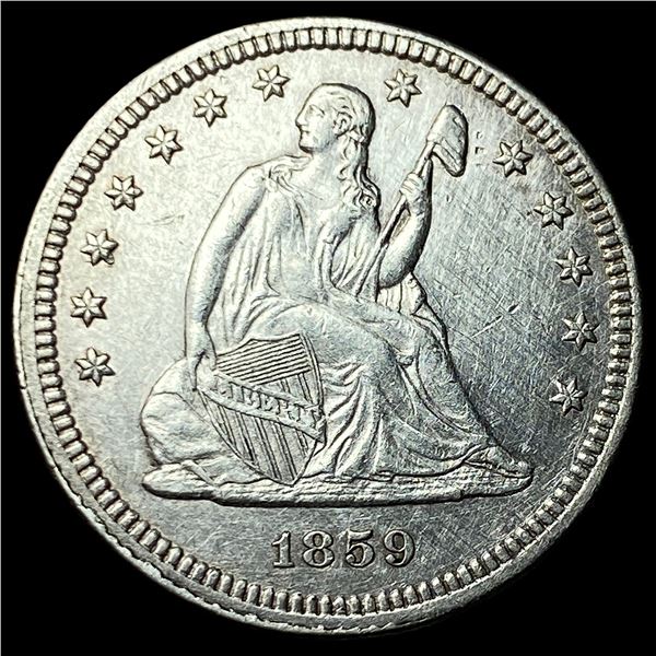 1859 Silver Seated Liberty Quarter CLOSELY  UNCIRCULATED