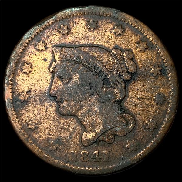 1841 Braided Hair Large Cent NICELY  CIRCULATED