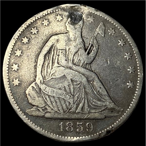 1859 Silver Seated Liberty Half Dollar  LIGHTLY CIRCULATED