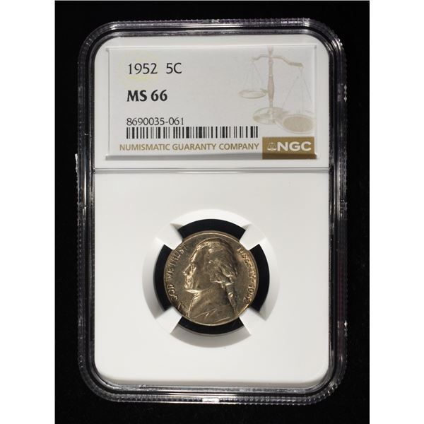 1952 JEFFERSON NICKEL NGC MS 66