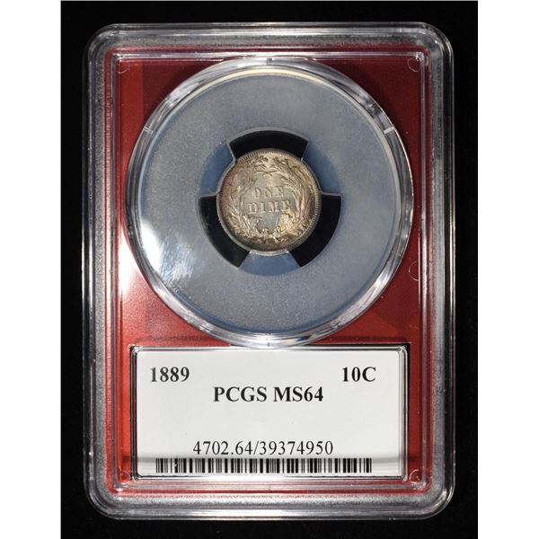 1889 SEATED LIBERTY DIME PCGS MS-64