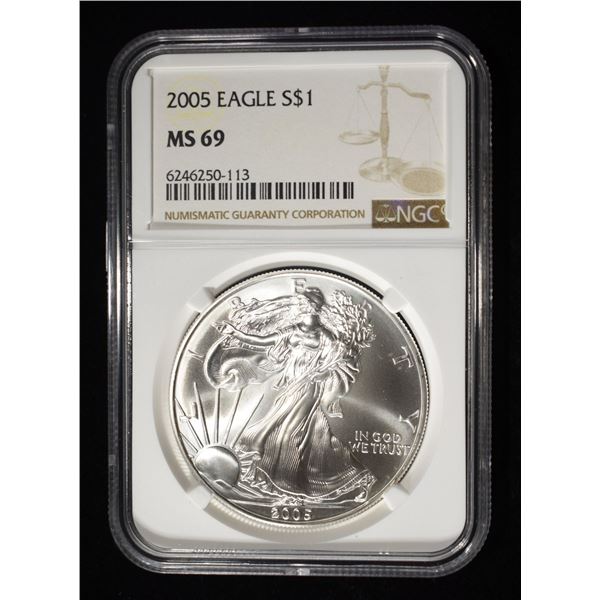 2005 AMERICAN SILVER EAGLE NGC MS69