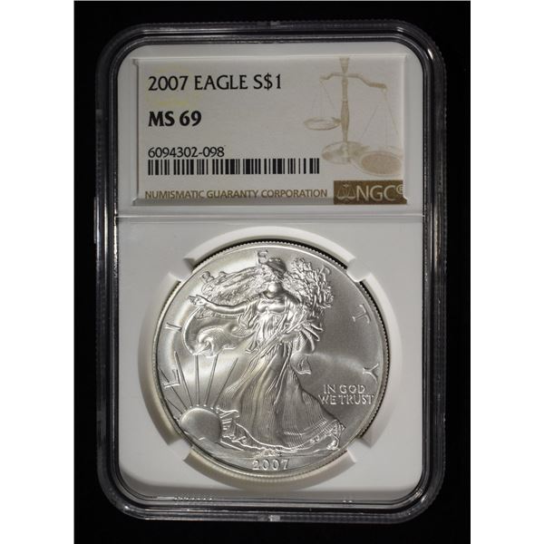 2007 AMERICAN SILVER EAGLE NGC MS69