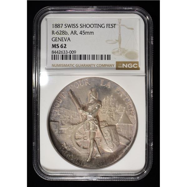 1887 SWISS SHOOTING FEST GENEVA NGC MS-62 R-628b