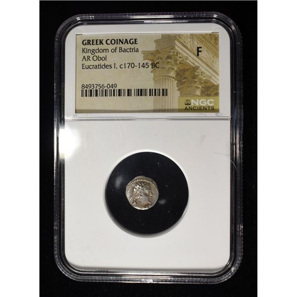 c.170-145 BC EUCRATIDES, AR OBOL NGC F
