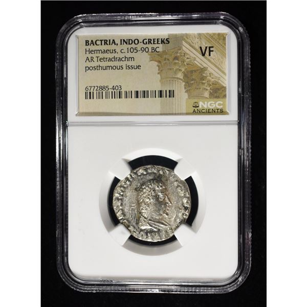 c.105-90 BC HERMAEUS AR TETRADRACHM NGC VF
