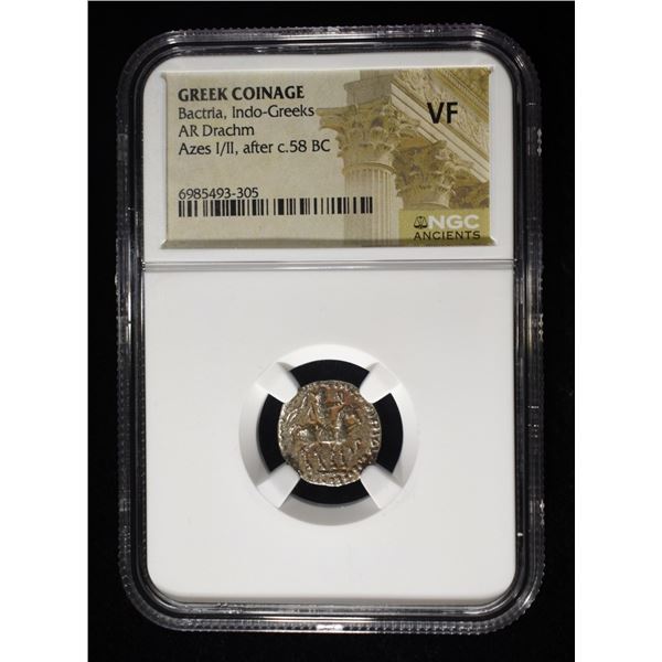 AFTER c.58 BC, AZES I/II, AR DRACHM NGC VF