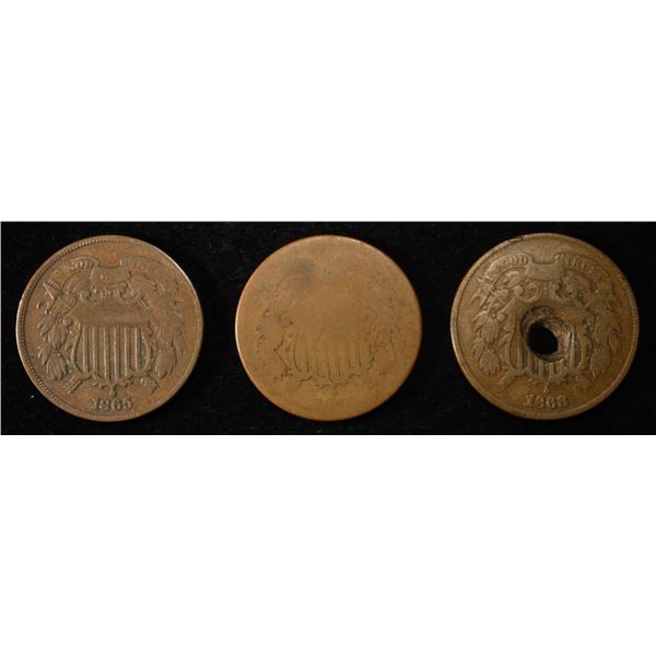(3) 2-CENT PIECES DAMAGED
