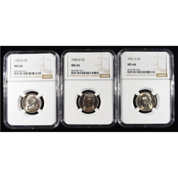 1950-D MS65, 1950-D & 1951-S MS66 JEFFERSON 5C NGC