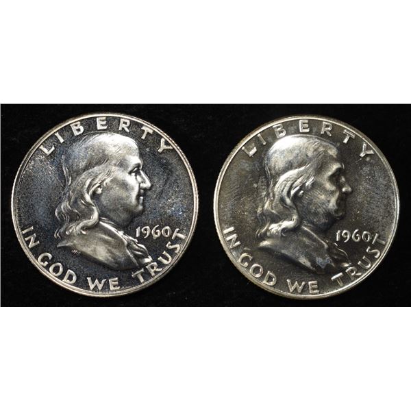 (2) 1960 90% SILVER FRANKLIN HALF DOLLAR PROOF BU