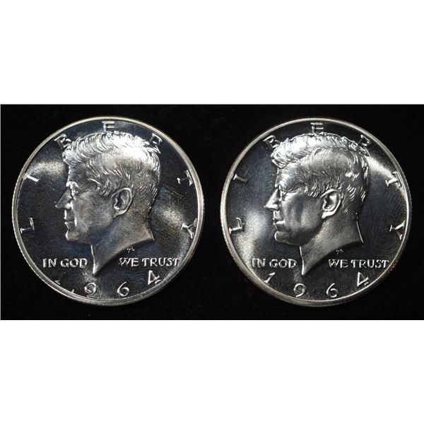 (2) 90% SILVER 1964 KENNEDY HALF DOLLARS PROOF BU
