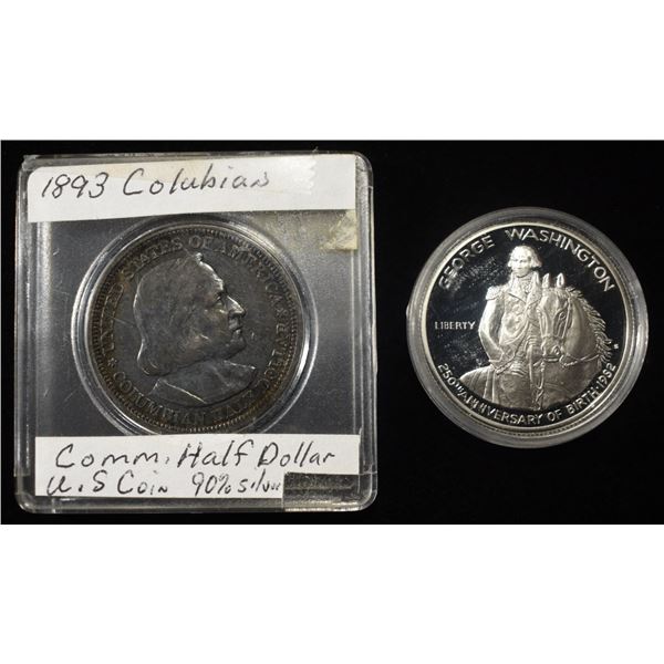1893 COLUMBIAN & 1982-S WASHINGTON 50C COMMEM