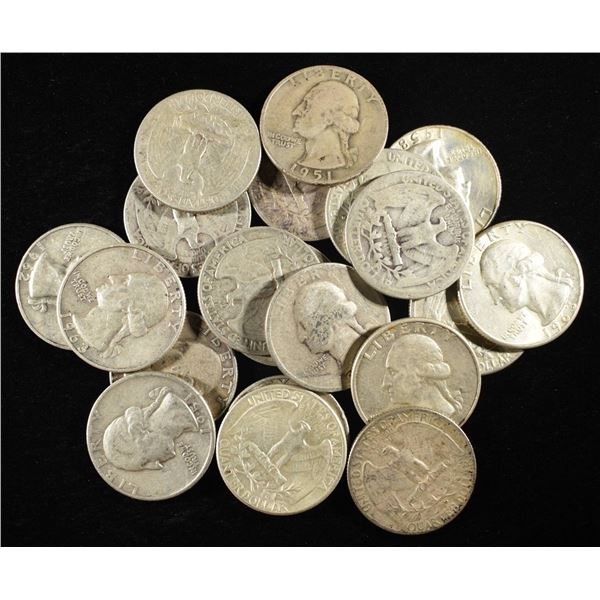 (20) 90% SILVER WASHINGTON QUARTERS