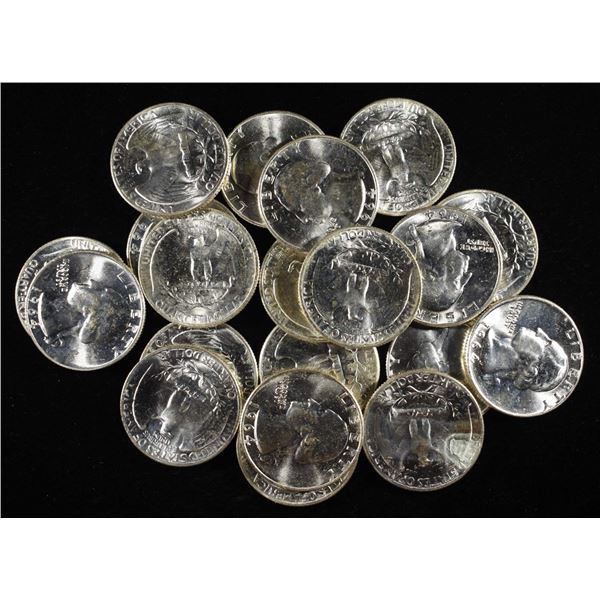 (20) 90% SILVER 1964 WASHINGTON QUARTERS BU