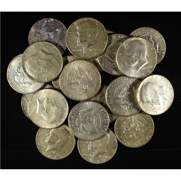 (20) KENNEDY HALF DOLLARS 40% SILVER
