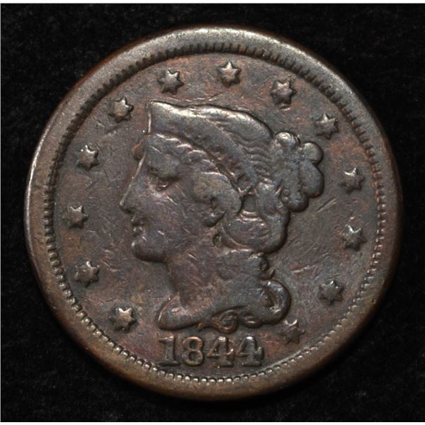 1844/81 BRAIDED HAIR LARGE CENT FINE