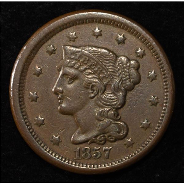 1857 BRAIDED HAIR LARGE CENT CH AU
