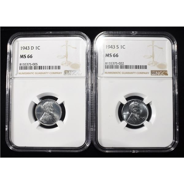 1943-D&S STEEL CENTS NGC MS66