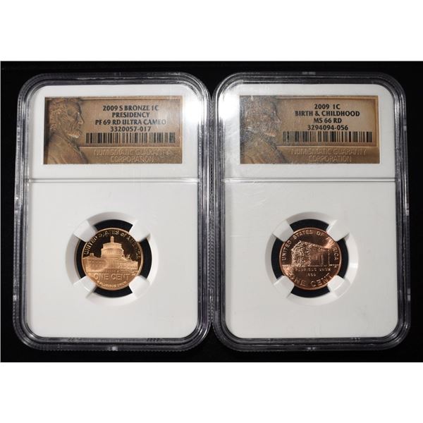 2009-P & S LINCOLN CENTS NGC MS66 & PF69 UCAM