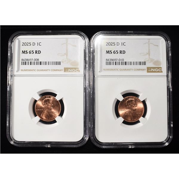 (2) 2025-D LINCOLN CENTS NGC MS65RD