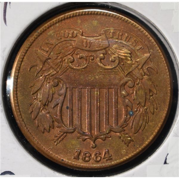 1864 2-CENT PIECES CH UNC
