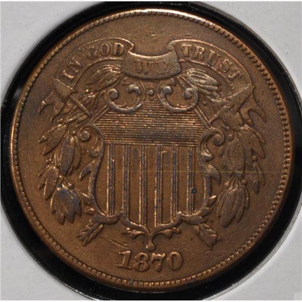 1870 2-CENT PIECES XF/AU