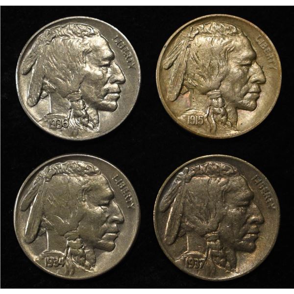 1915, 34, 36 & 37 BUFFALO NICKELS
