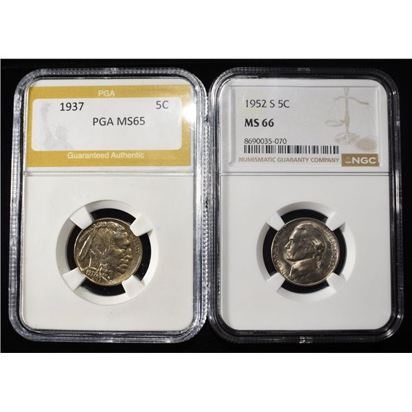 (2) GRADED NICKELS