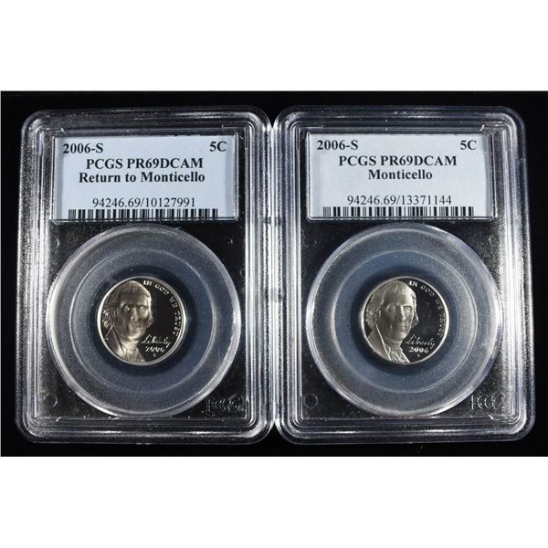 (2) 2006-S JEFFERSON NICKELS PCGS PR69 DCAM